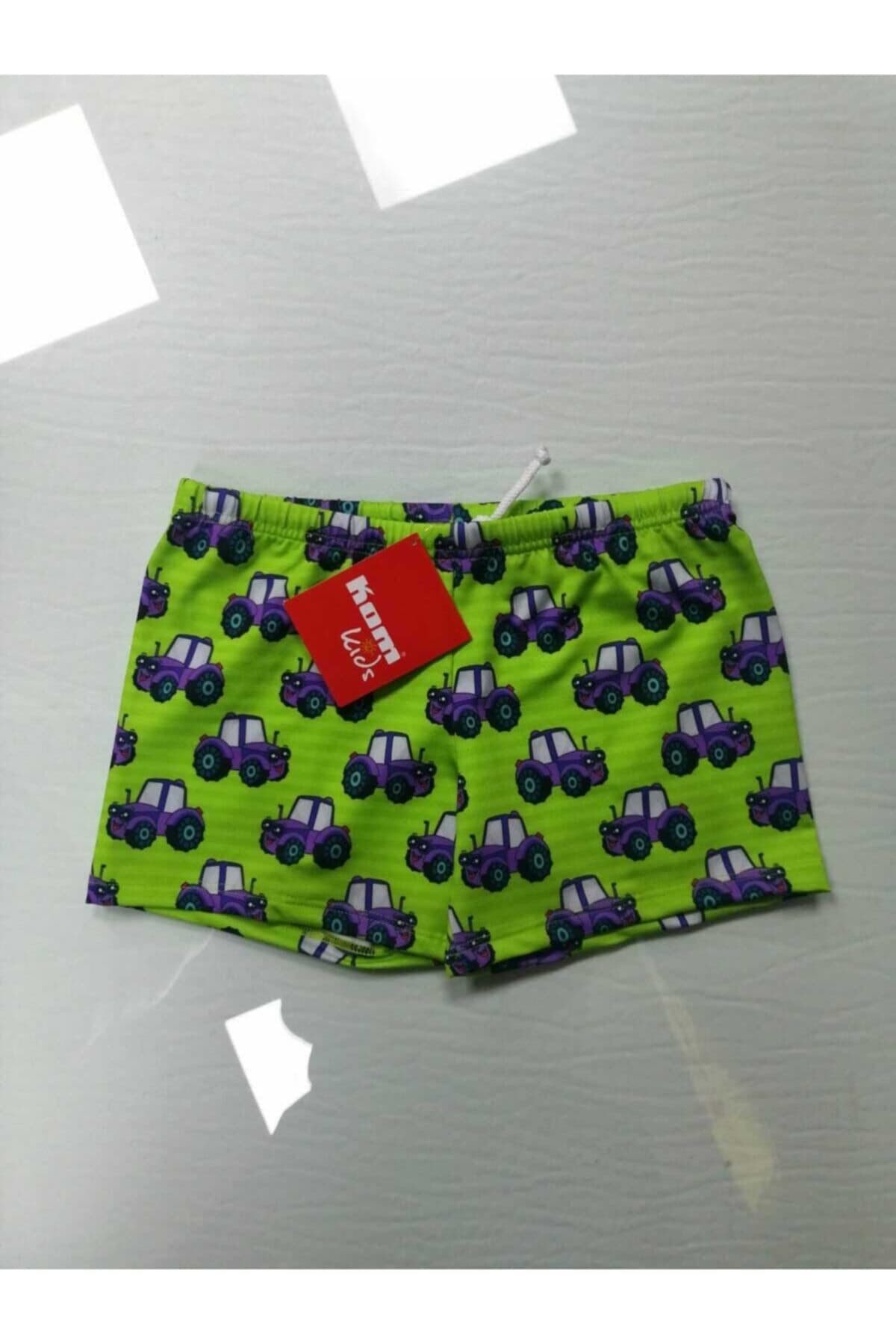 Erkek Çocuk Yeşil Traktör Desenli Çocuk Mayo