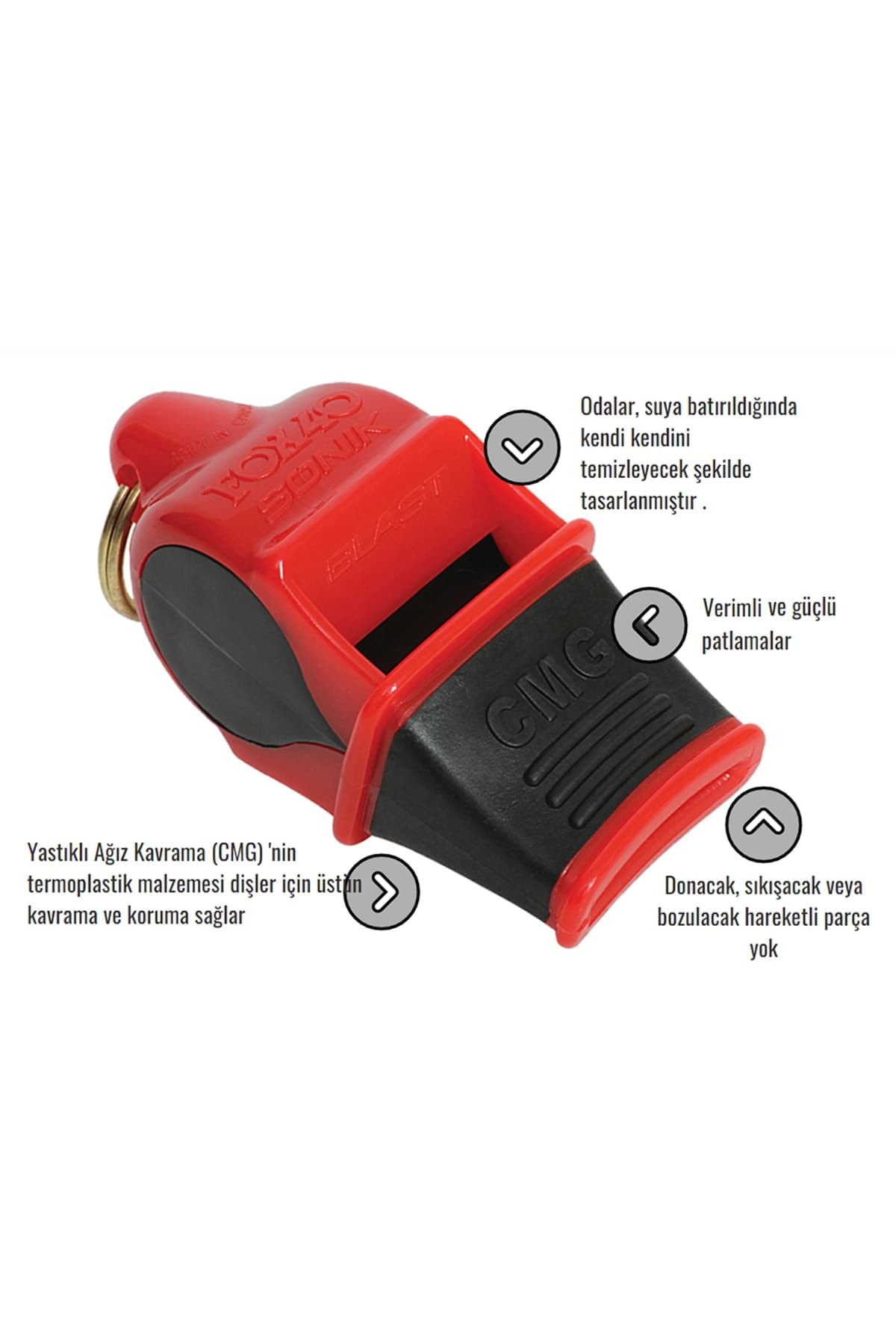 Kırmızı 40 Sonik Blast Cmg Düdük + Düdük İpi 2