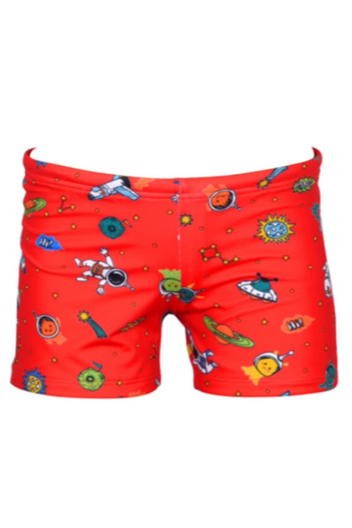 Uzaylı Erkek Çocuk Şort Mayo-kırmızı
