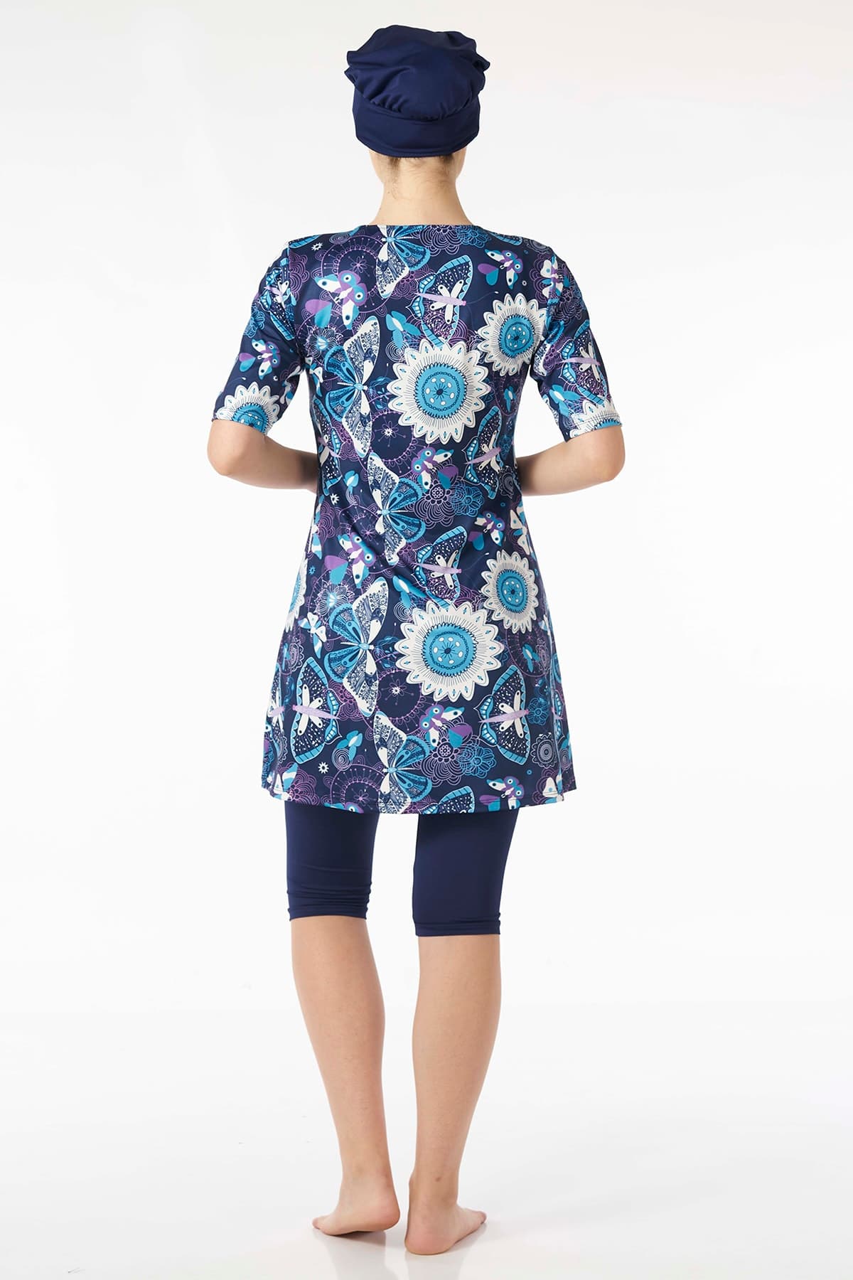 Kadın Lacivert Desenli Yarım Kol Mayo 2032 2